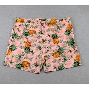 NWT Surf Society Mesh Lined  Swim Trunks Men 4XL Pink Pineapple 4 Way Stretch UV